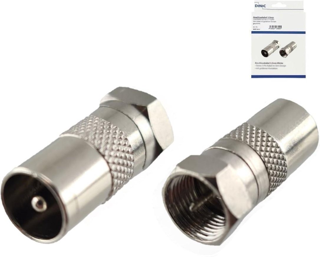 Adapter Koax-Stecker auf SAT-Stecker, ANT-Stecker auf SAT-Stecker, Vollmetall