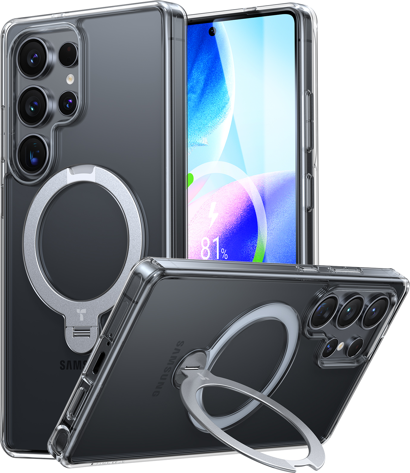 Ostand Spin Series für S25+ Clear Handyhülle