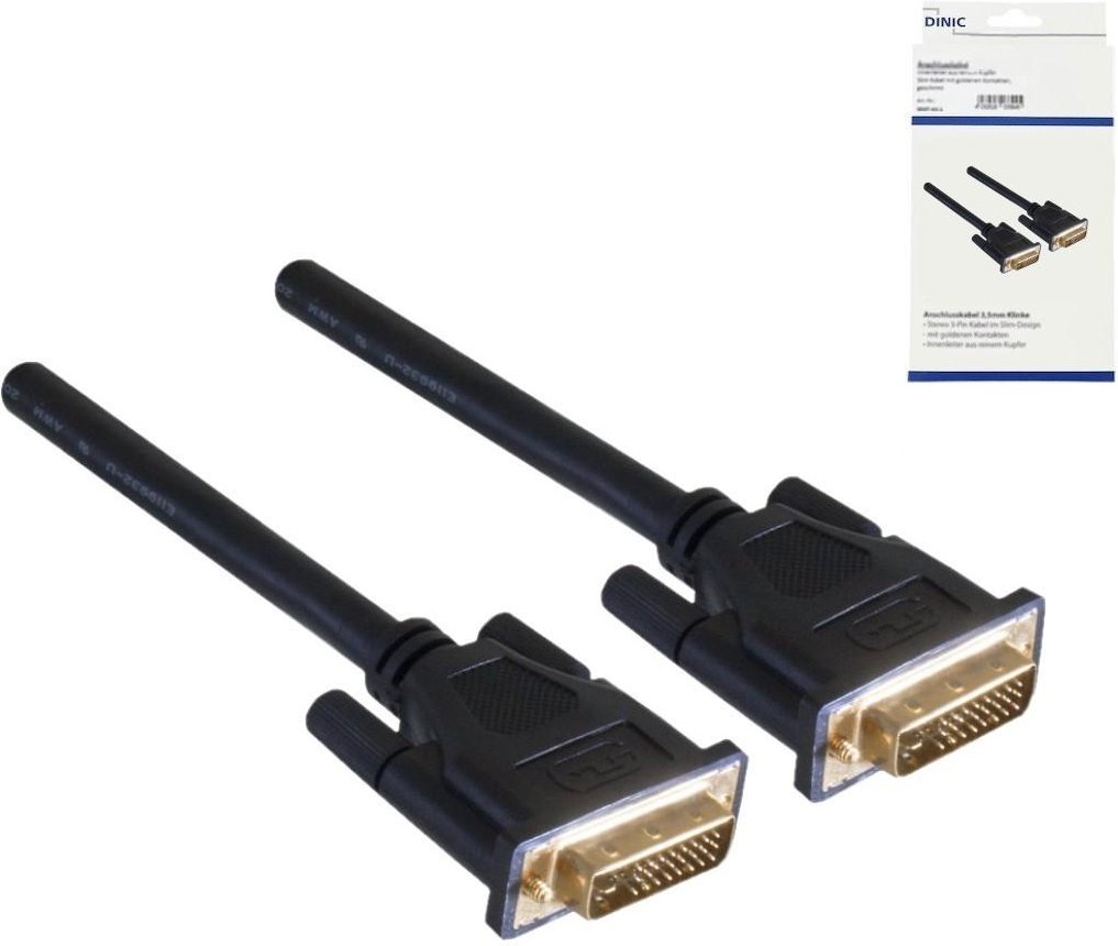 DVI-Digital Dual Link Kabel, 24+1 Stecker / Stecker, vergoldete Kontakte, mehrfach geschirmt, schwar