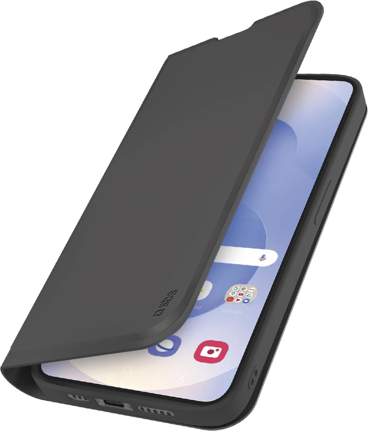 Klapphülle mit Ständer und Soft-Touch-Oberfläche für das Samsung Galaxy S25 Edge, Schwarz