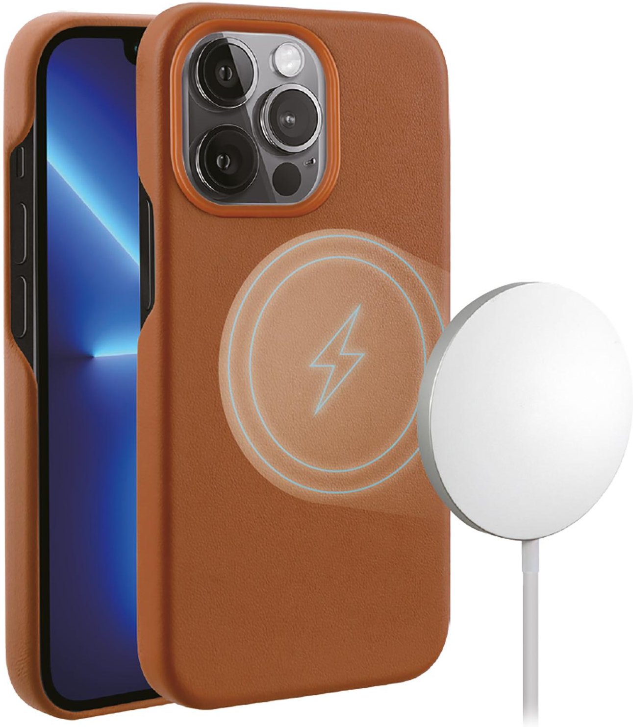 Mag Classic Cover, Magnetic Wireless Charging Support für iPhone 13 Pro braun (62888) Handyhülle