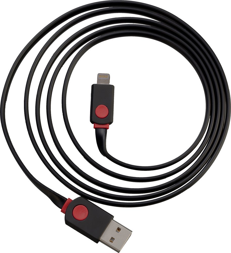 FLAT 1,5m USB Data Cable Black für Apple Lightning mit Sync- und Ladefunktion