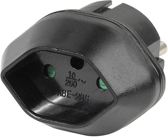 Reisestecker Schweiz, CH Buchse - Schuko Stecker (28695)