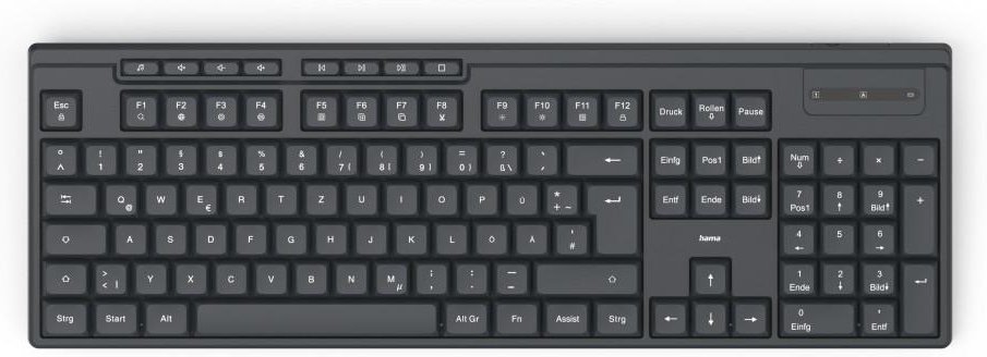 Funktastatur "WK-200", kabellos, Batterie, 8 Media-Tasten, Schw., QWERTZ DE (00173055)