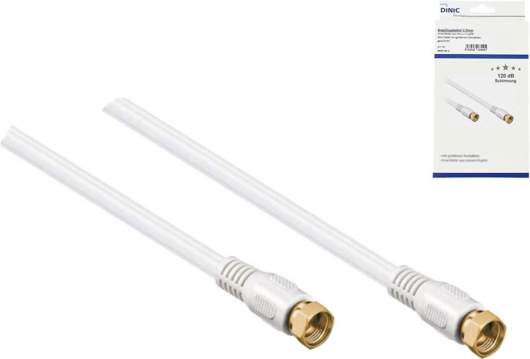 SAT 2x F-Stecker,120dB, 3,5m, vergoldete Anschlüsse, vierfach geschirmt, weiß