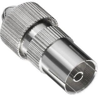 Koaxial Kupplung 9,5mm mit Schraubanschluss, Metallausführung für Koaxialkabel 4,5-7,5mm
