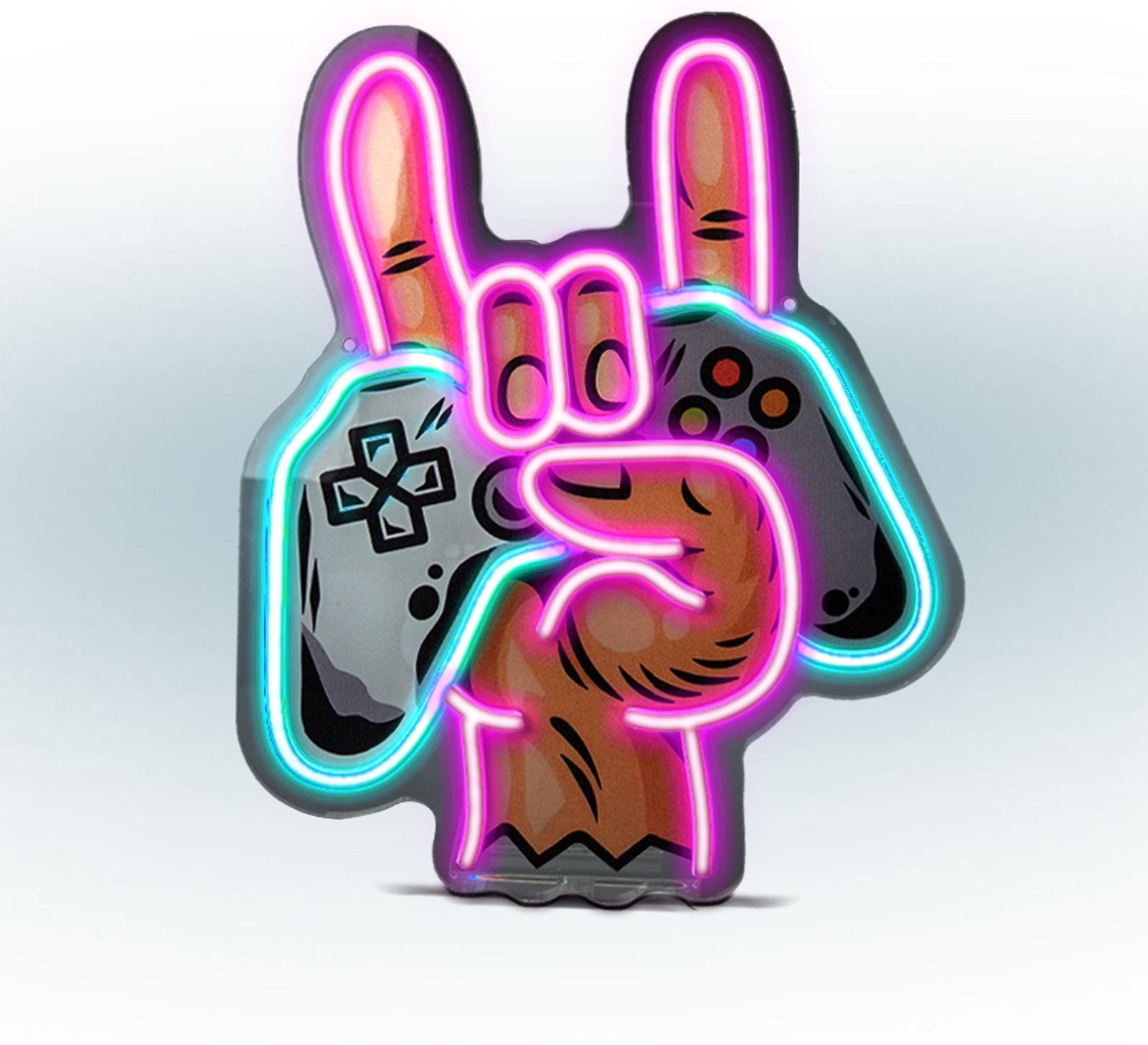 LED-Leuchtschild "Game On Rock" mit Neon-Effekt für den Innenbereich