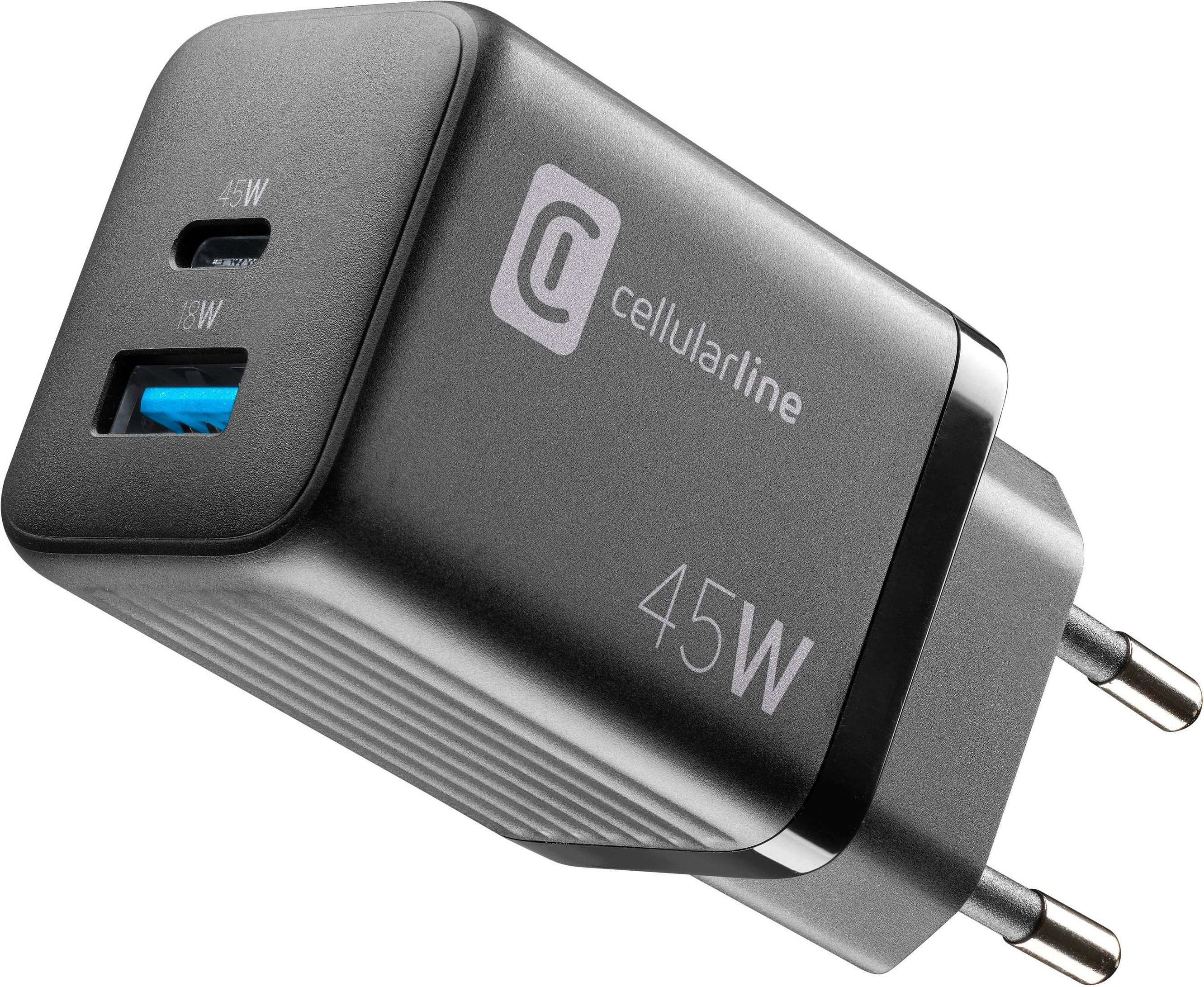 USB Charger Multipower Micro 45W GaN 2 Ports PD Black (60001) Ladegerät (USB-A + USB-C)