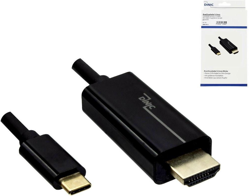 USB-C auf HDMI Kabel, 4K2K bei 60 Hz, HDCP, HDR, 2 m, Schwarz