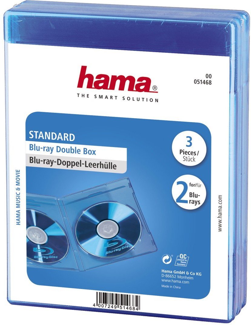 Blu-ray-Doppel-Leerhülle Standard, 3er-Pack, Blau (00051468)