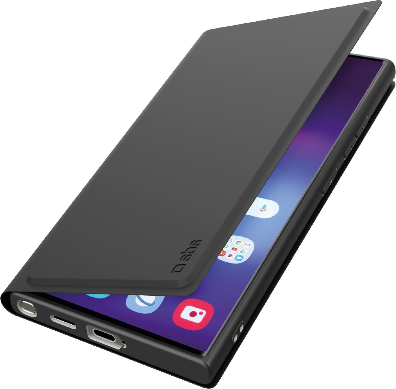 Klapphülle mit Ständer und Soft-Touch-Oberfläche für das Samsung Galaxy S25 Ultra, Schwarz