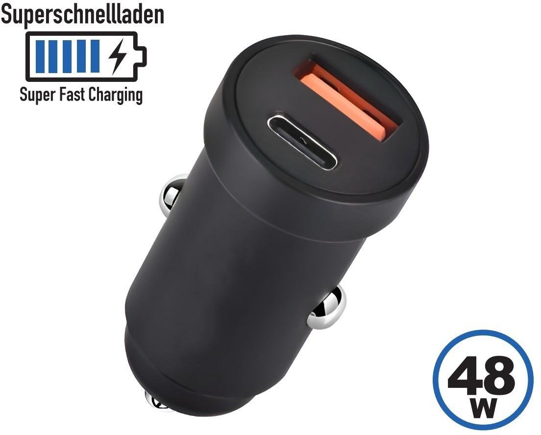 48W KFZ USB C + A Ladegerät, schwarz