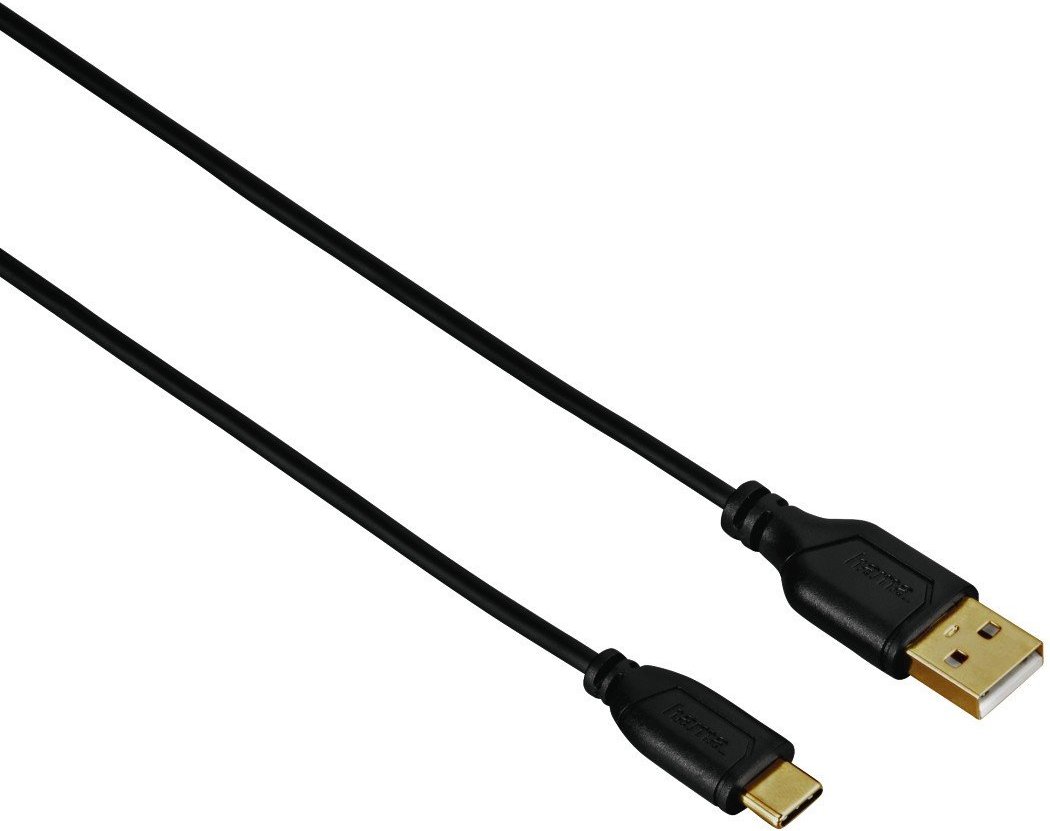 USB-C-Kabel "Flexi-Slim", vergoldet, verdrehsicher, Schwarz, 0,75 m (00135784)