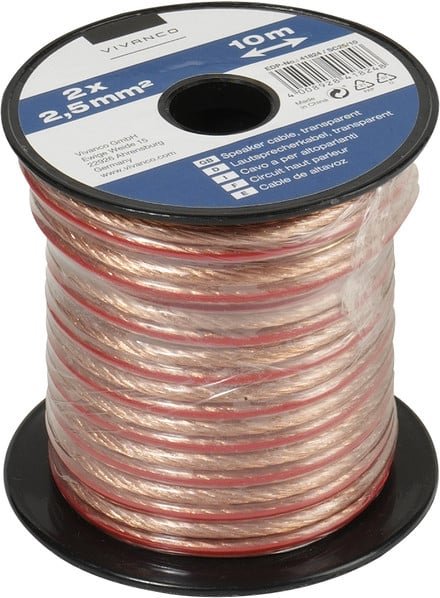 Lautsprecherkabel auf Minispule, 2x 2,5 mm², 10m (46824)