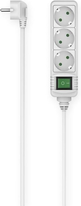 Steckdosenleiste, 3-fach, Schalter, 3 m, Weiß (00223002)