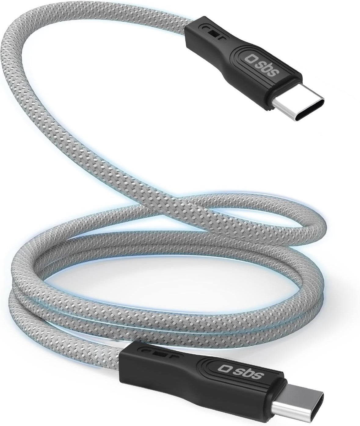 Magnetisches USB-C-auf-USB-C-Kabel, 1 Meter Schwarz, Silber