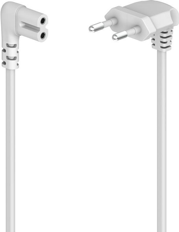 Netzkabel, beidseitig gewinkelt, Euro-Stecker, Doppelnut/C7, 3 m, Weiß (00223283)