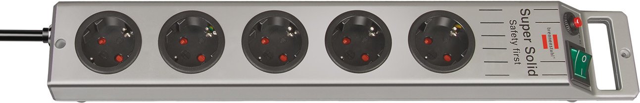 Super-Solid-Line Steckdosenleiste 5-fach silber 2,5m H05VV-F 3G1,5