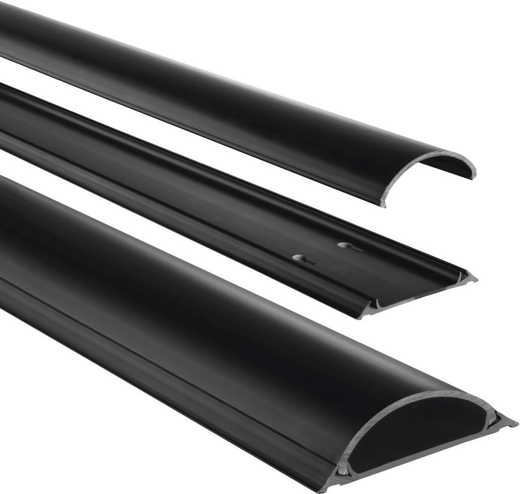 Kabelkanal, selbstklebend, halbrund, 100 x 7 x 2,1 cm, PVC, Schwarz (00220985)