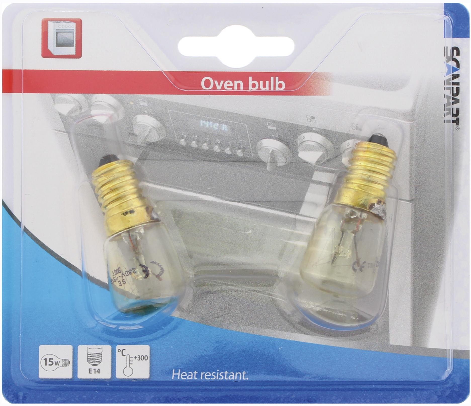 Backofenlampe E 14 300 Grad 15 W T 22, 2 Stück