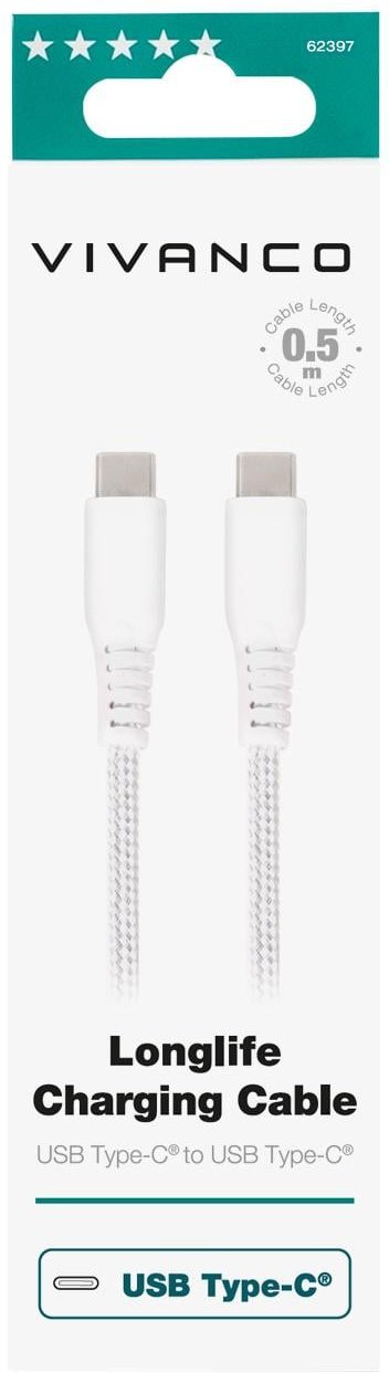 LongLife Charging Cable, USB Type-C™ Daten- u. Ladekabel, 0,5m (62397)