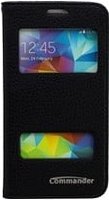 14528 Double Window Case für Samsung Galaxy S5 Mini Leder schwarz Handyhülle