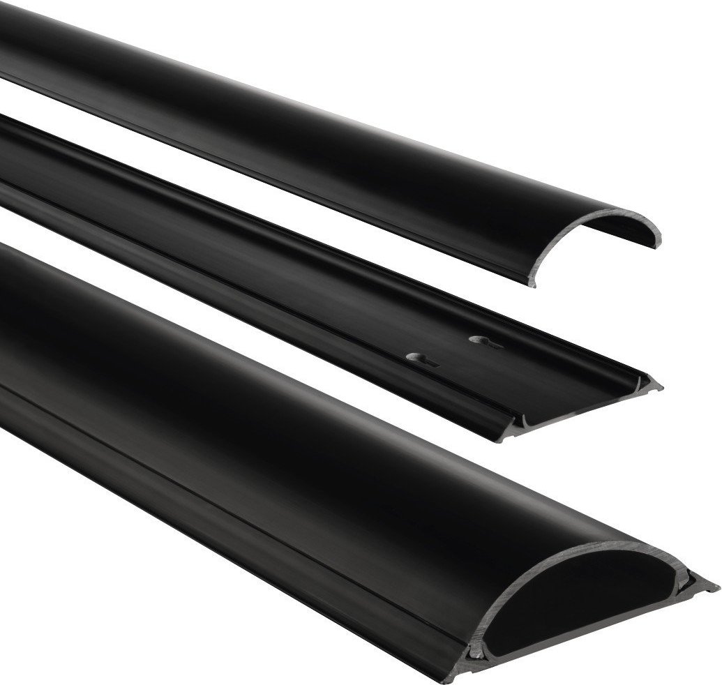 PVC-Kabelkanal, halbrund, selbstklebend, 100/7/2,1 cm, Schwarz (00083159)
