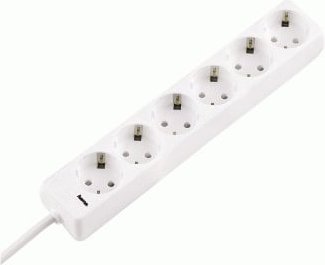Steckdosenleiste 6-fach, 1,4 m, Weiß (00030383)