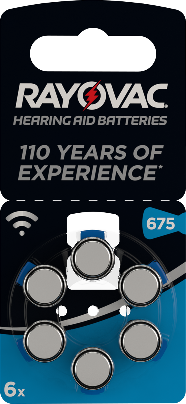 Hörgerätebatterie Typ 675, 6er Blister Batterie