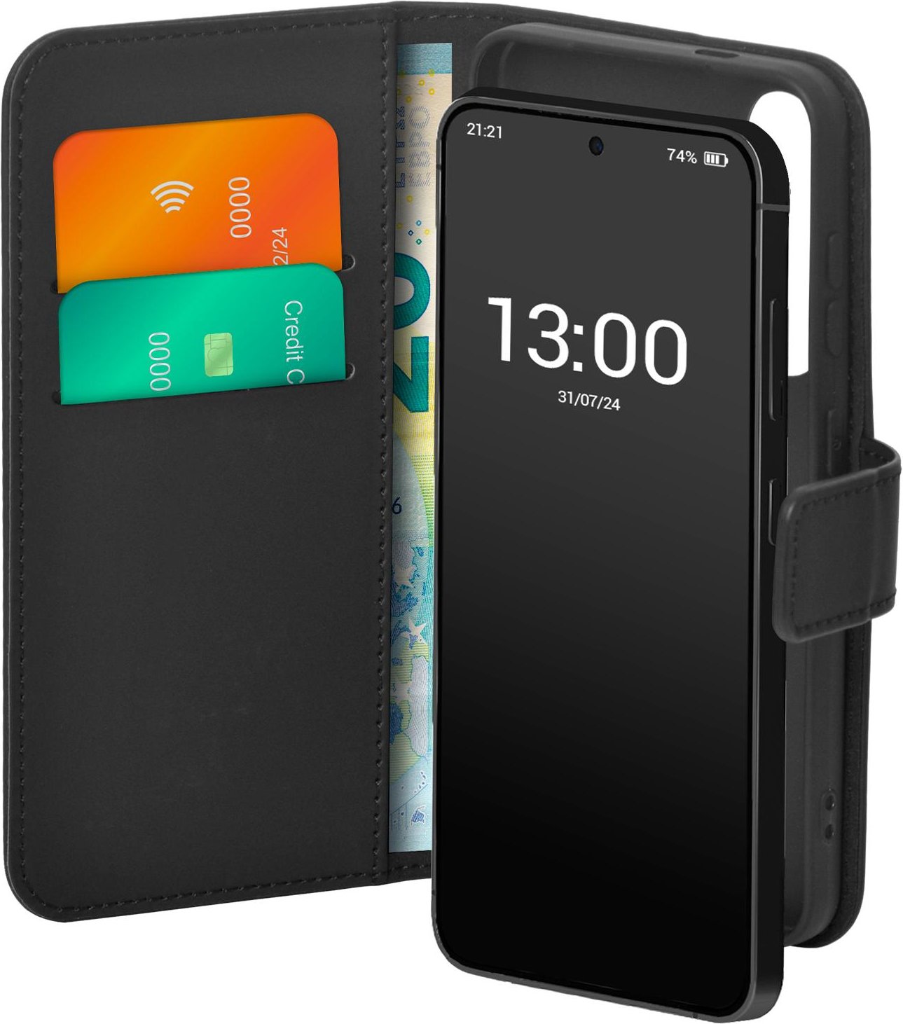 Case Wallet Stand for Samsung S24 FE, Schwarz