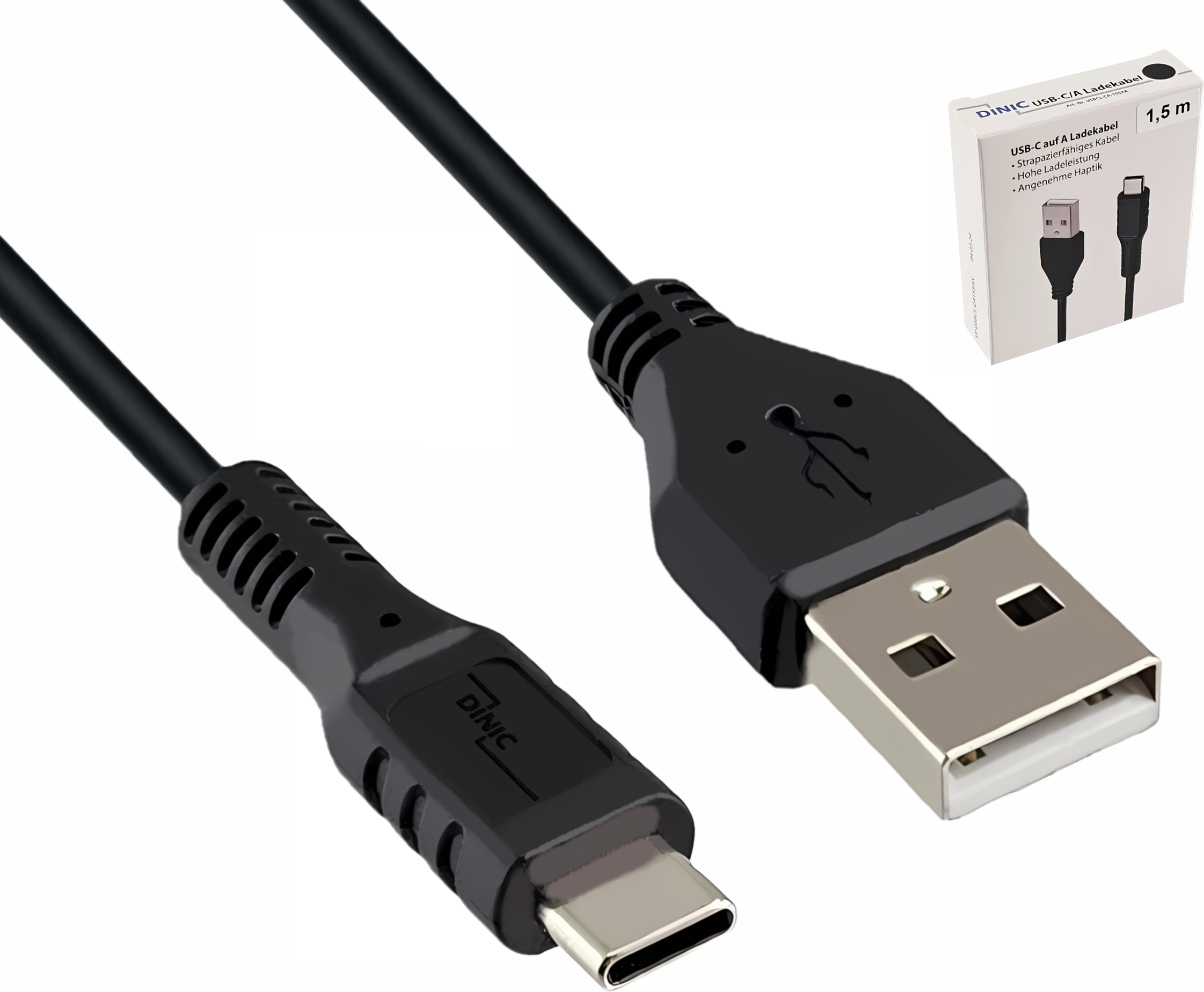 USB C auf A Ladekabel 1,50m, schwarz