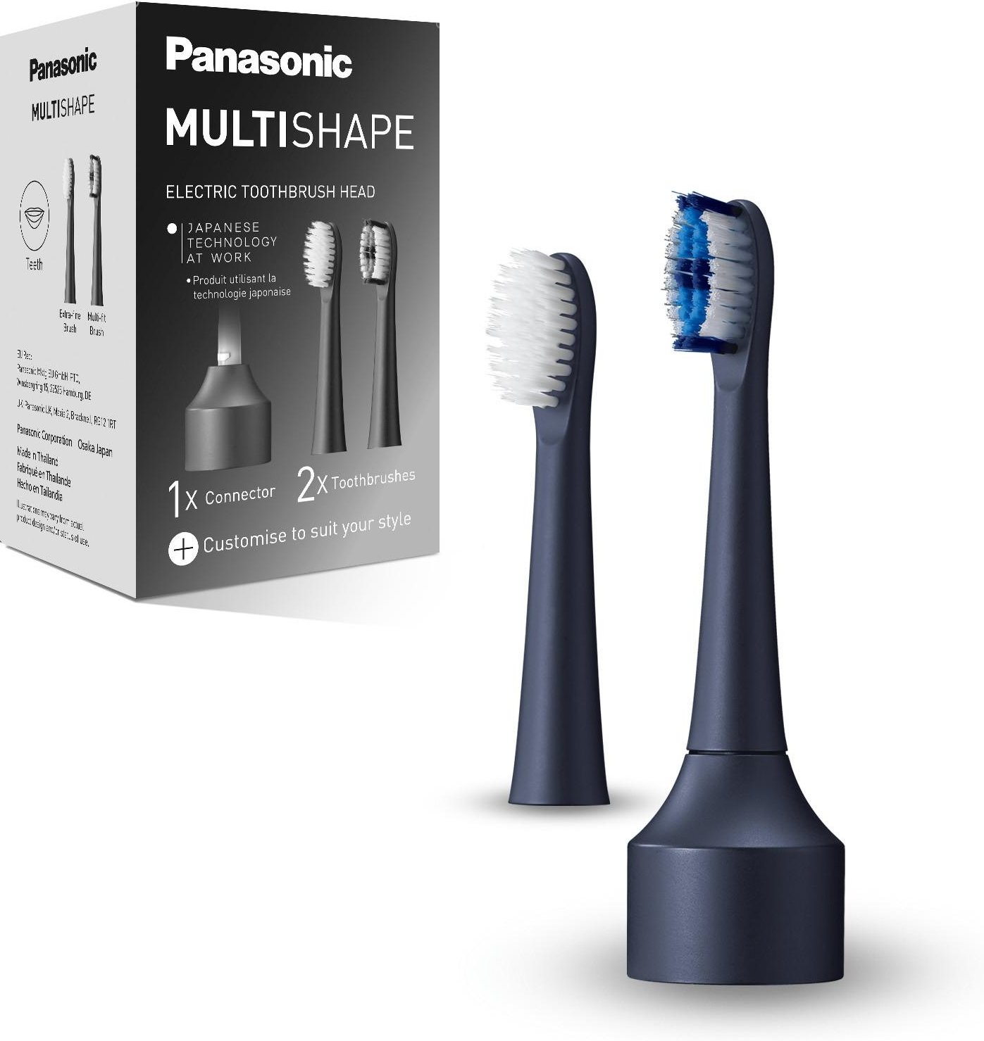 ER-CTB1 MULTISHAPE Aufsatz für elektrische Zahnbürste + 1 Multi-fit-Bürste, 1 Extrafeine Bürste