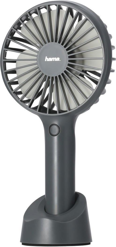 Tragbarer Handventilator, Akku aufladbar über USB, 3 Stufen, Standfuß, Grau (00012365)