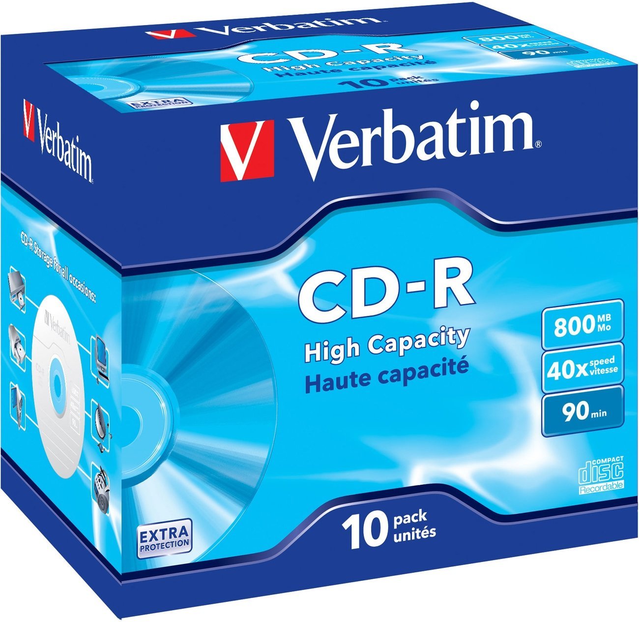 CD-R High Capacity 800 MB, 40x, 10er Pack CD-Rohlinge
