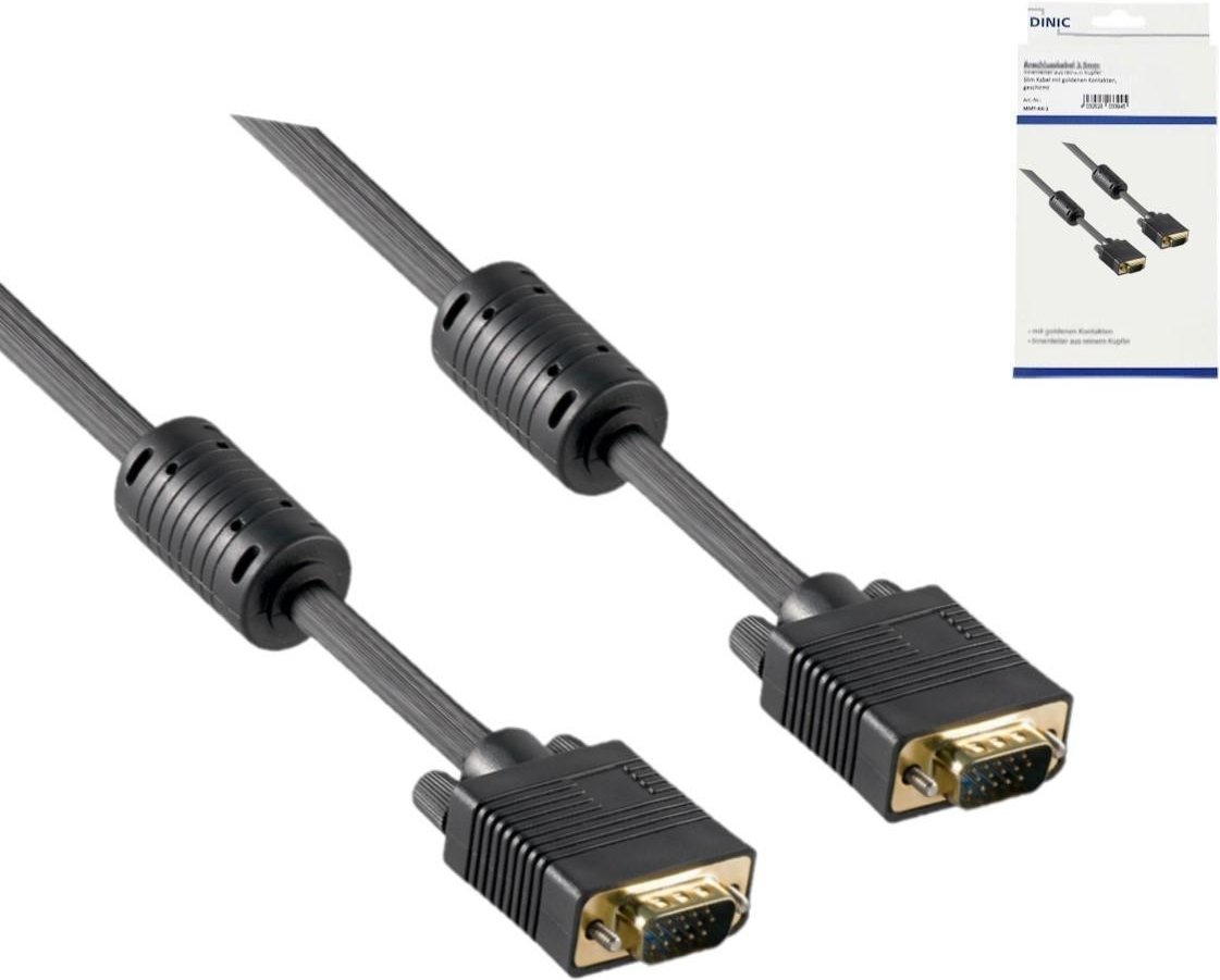 S-VGA Monitorkabel, DB15 Stecker auf Stecker, vergoldete Kontakte, 2-fach geschirmt, Ferritkerne
