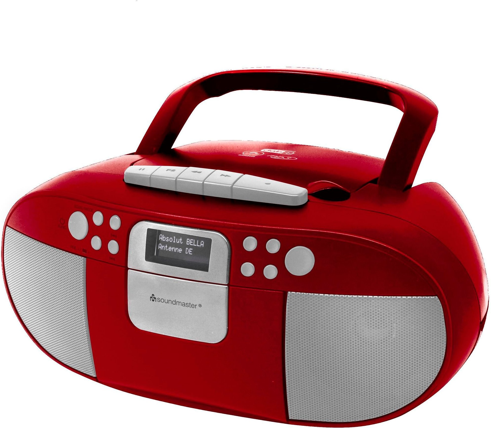 SCD7800 Rot Radiorekorder mit CD-Spieler und Kassettendeck