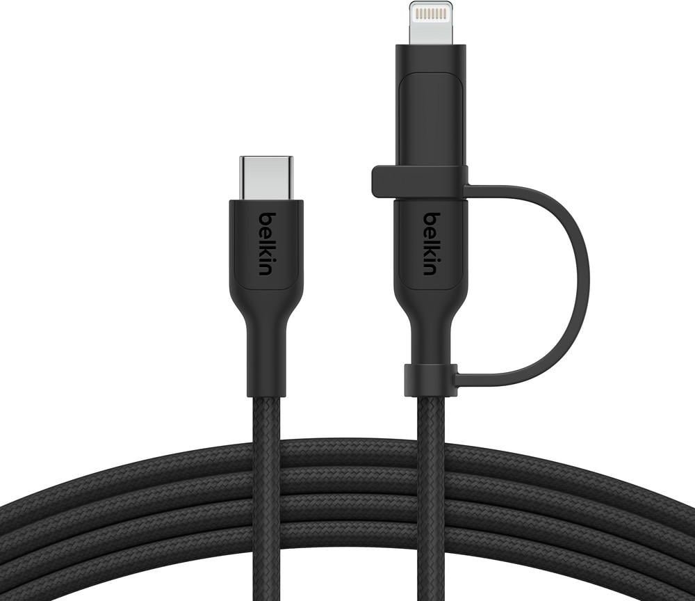 Multifunktions-USB Kabel BoostCharge Pro, 2-in-1-Kabel mit USB-C-Stecker und Lightning Connector, Schwarz