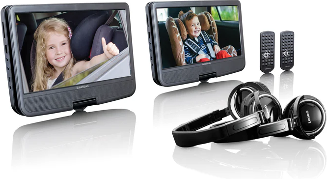 DVP-1046 2x 10-Zoll tragbarer DVD Player mit wiederaufladbarem Akku