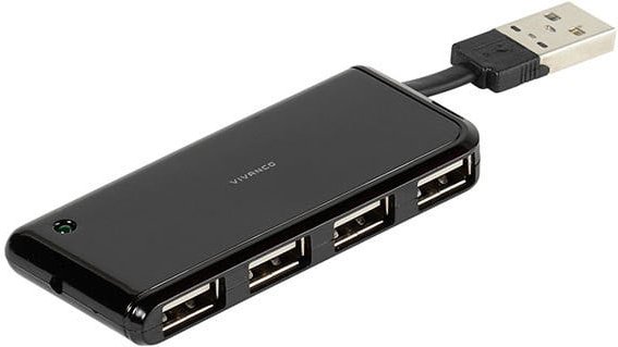 High Speed USB 2.0 Hub 4-Port mit integriertem USB-Anschluss (36660)