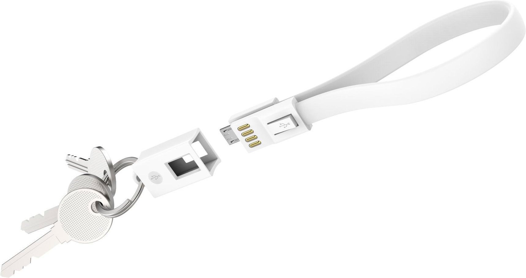 Colour Line Key Cable Micro USB, 0.2m, weiß Ladekabel