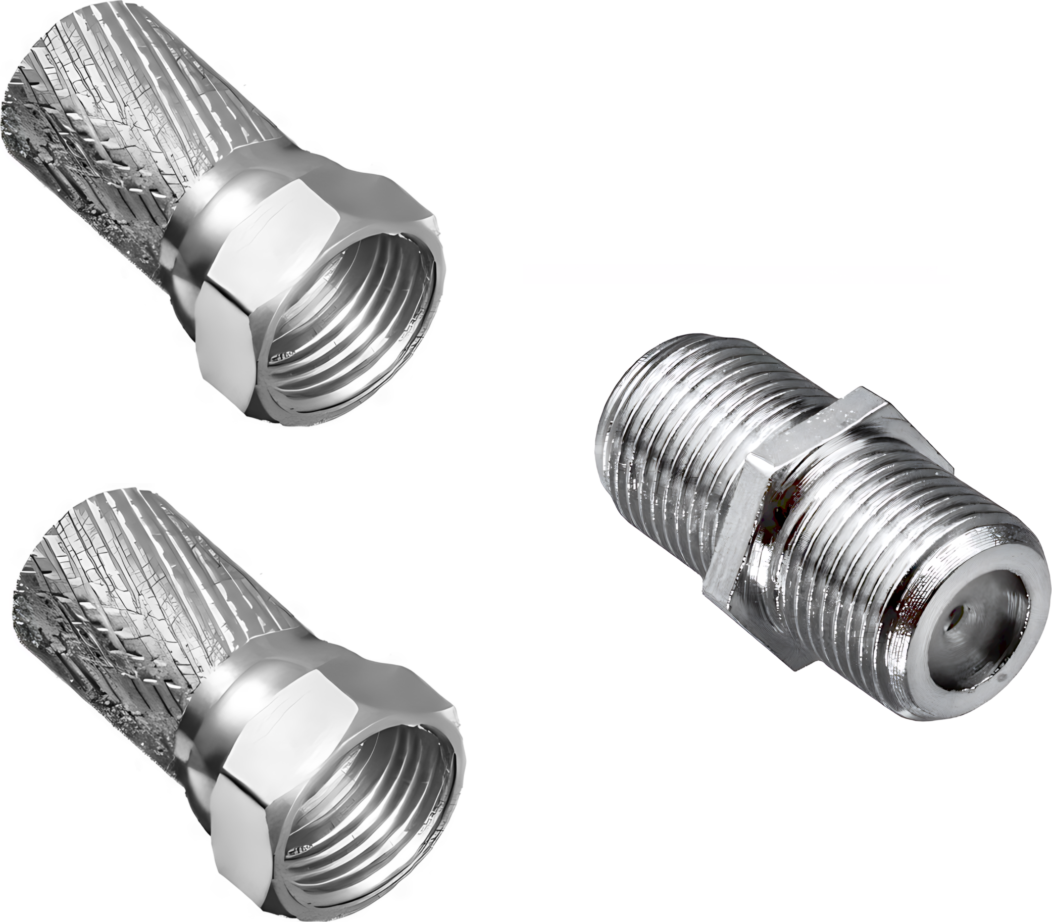 Thumbnail - 2x Aufdreh-F-Stecker, 1x F-Verbinder in DINIC Box