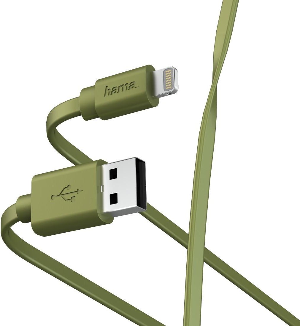 Lade-/Datenkabel "Flat", USB-A - Lightning, 1 m, Grün (00187234)