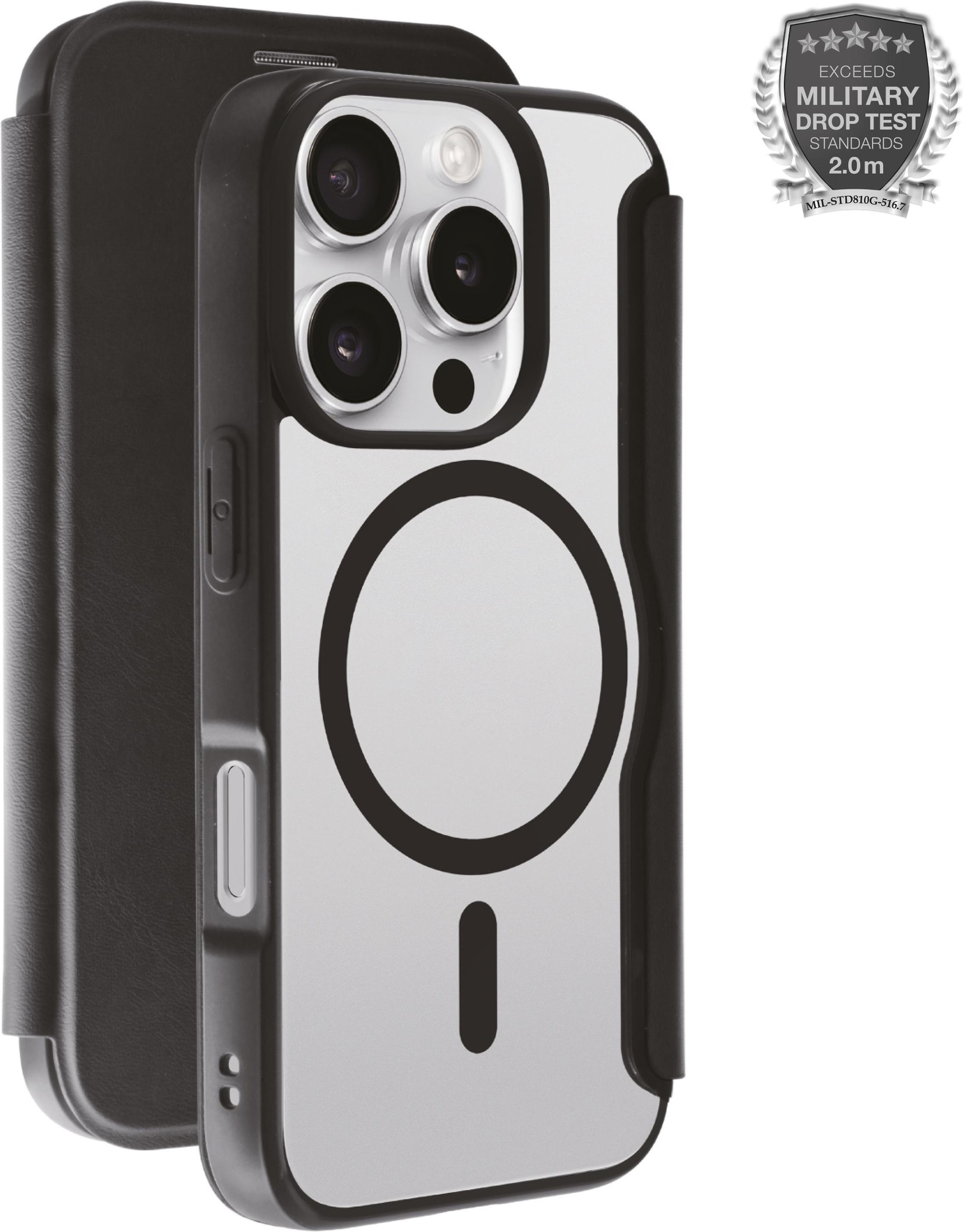 MAG PREMIUM Wallet für iPhone 16 Pro, 2.0m Drop-Protection, MagSafe Suport (64227) Handyhülle