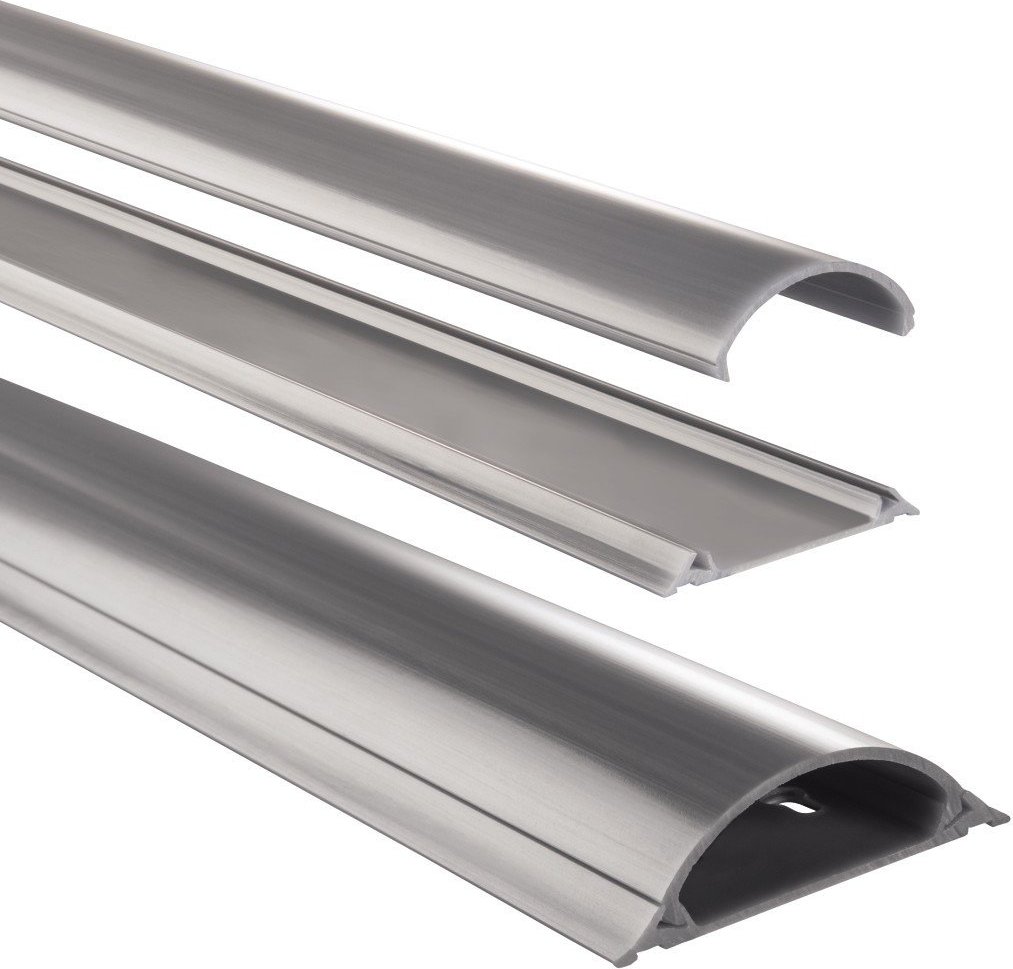 PVC-Kabelkanal, halbrund, selbstklebend, 100/7/2,1 cm, Grau (00020618)