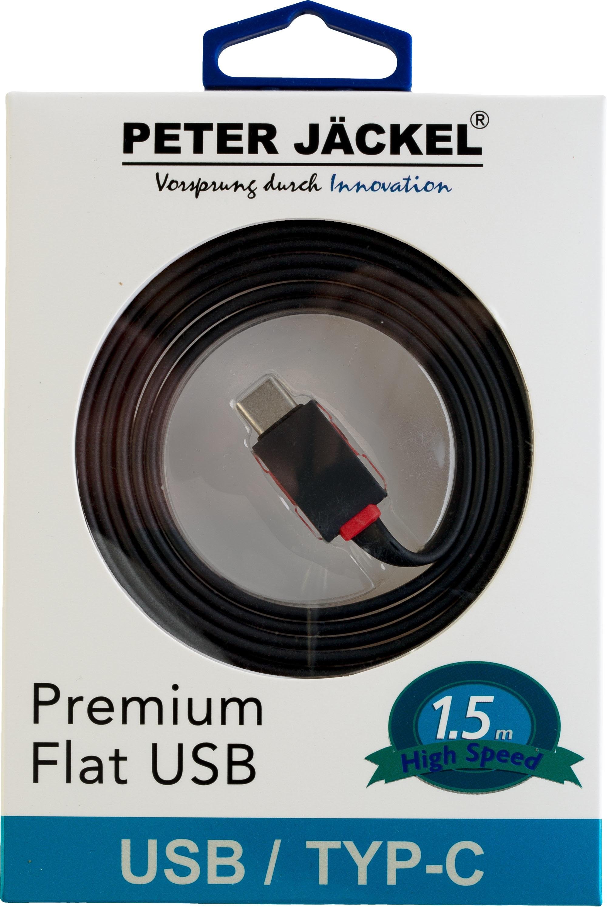 FLAT 1,5m USB Data Cable Black Typ-C USB mit Sync- und Ladefunktion