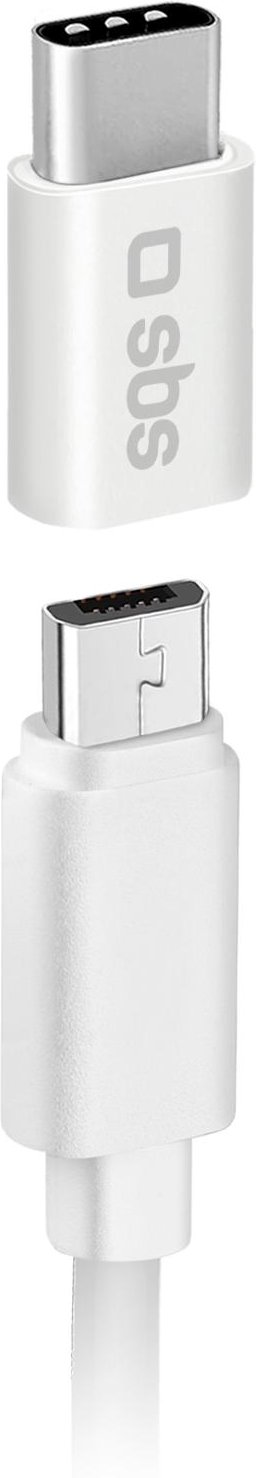 Micro-USB auf USB-C Adapter, Micro-USB weiblich zu Typ C männlich, Weiß