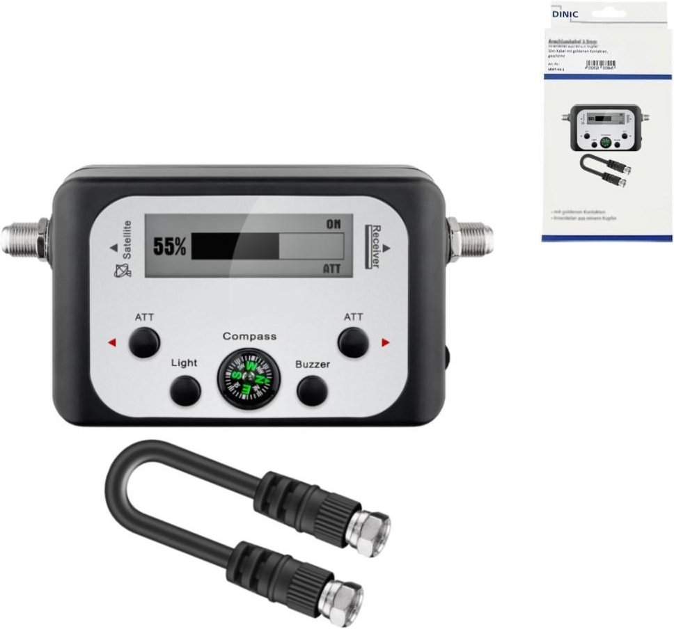 Satelliten-Finder mit Pegelanzeige (digital) beleuchtetes LCD Display, Dämpfungsregler