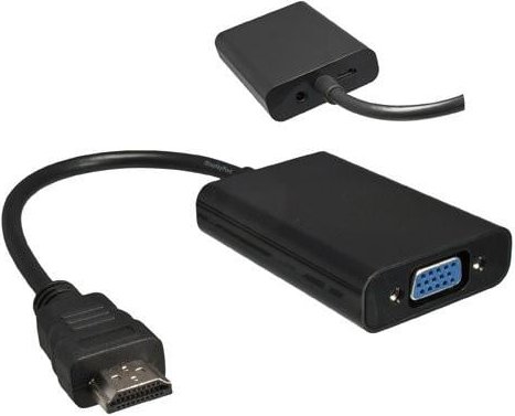 HDMI Adapter Typ A 19pol Stecker auf VGA Buchse, mit Audio-Buchse, Schwarz
