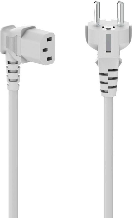 Netzkabel für Kaltgeräte, 90° gewinkelt, 3-polig, Schutzkontakt, 5 m, Weiß (00223292)