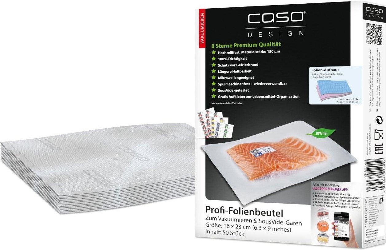 1201 Folienbeutel 16x23 cm, 50 Stück Vakuumierer-Folienrolle
